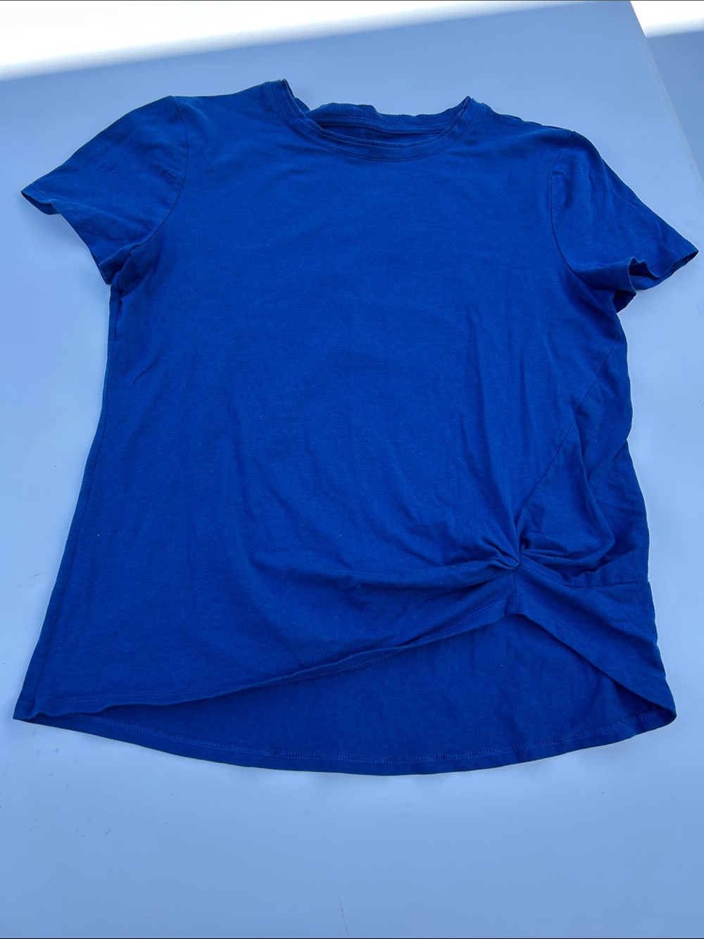 Chico's Royal Blue Short-Sleeve Knot-Front Tee